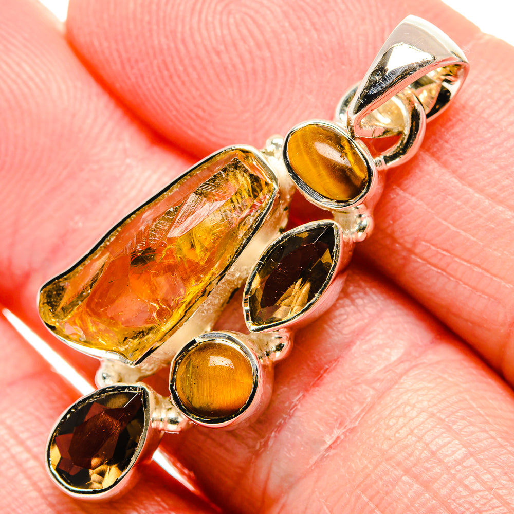 Citrine, Tiger Eye, Smoky Quartz Pendants handcrafted by Ana Silver Co - PD36228