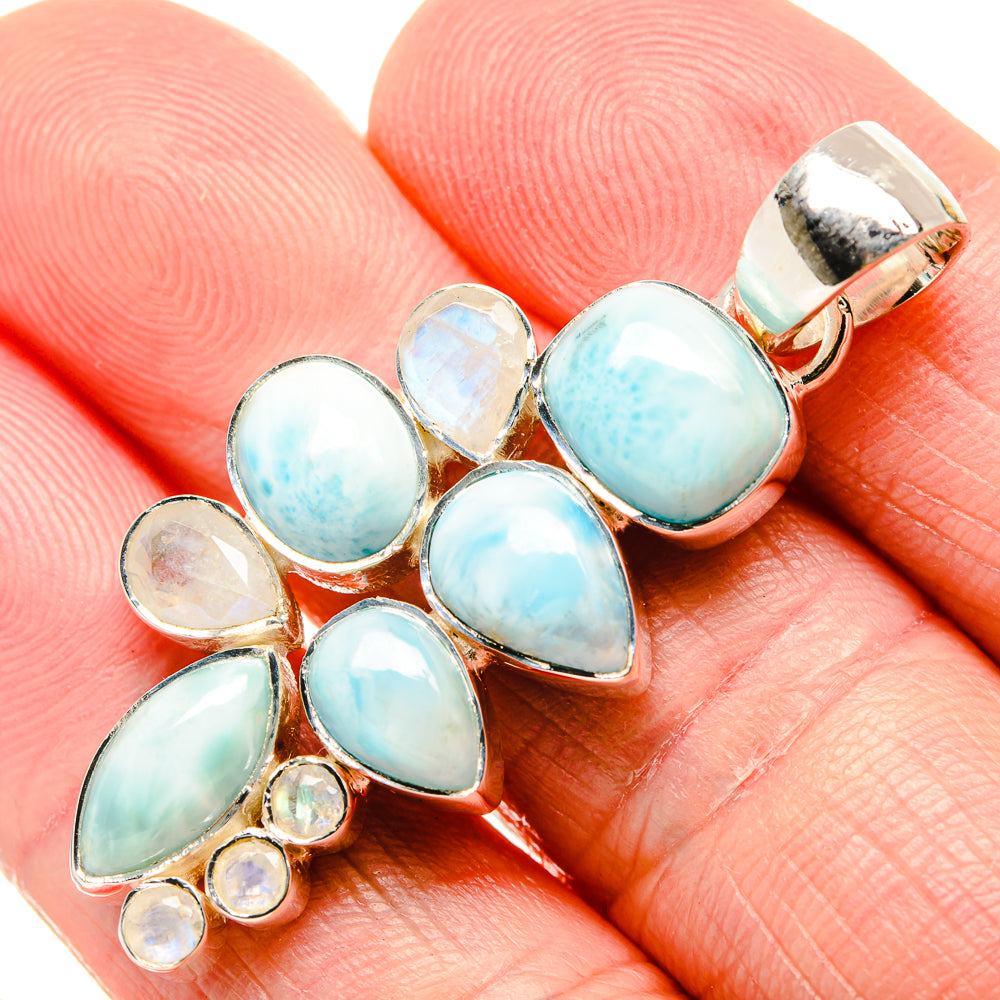 Larimar, Rainbow Moonstone Pendants handcrafted by Ana Silver Co - PD36229
