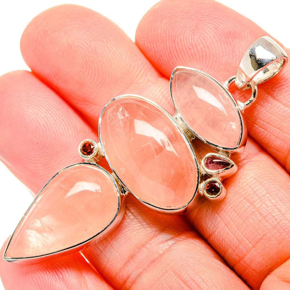 Rose Quartz, Garnet Pendants handcrafted by Ana Silver Co - PD36230