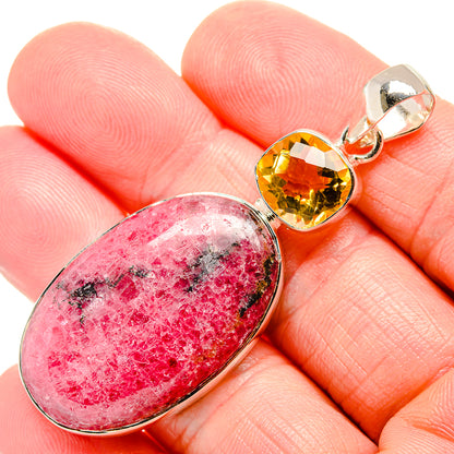 Rhodonite, Citrine Pendants handcrafted by Ana Silver Co - PD36243