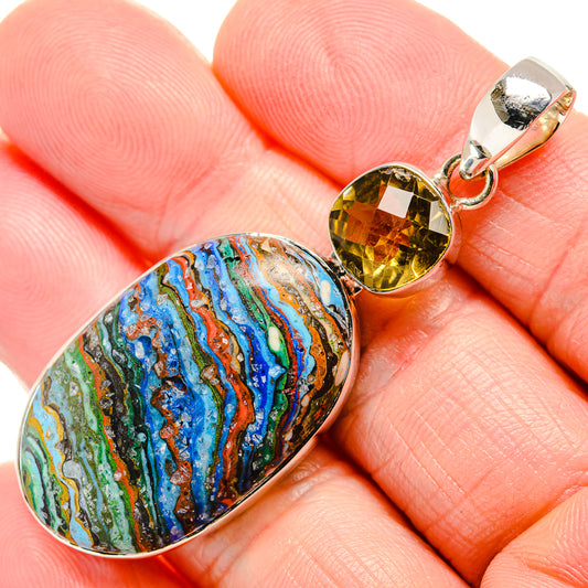 Rainbow Calsilica, Citrine Pendants handcrafted by Ana Silver Co - PD36247