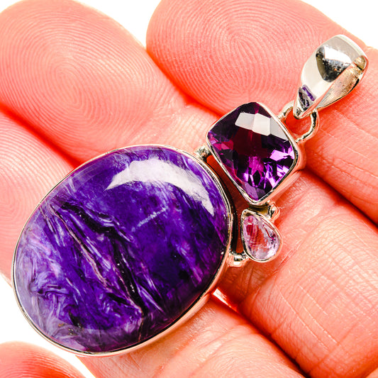 Charoite, Amethyst Pendants handcrafted by Ana Silver Co - PD36264