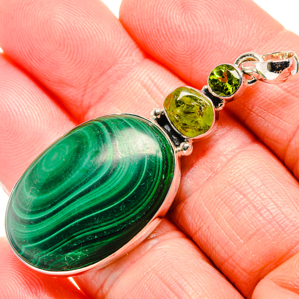Malachite, Peridot Pendants handcrafted by Ana Silver Co - PD36273