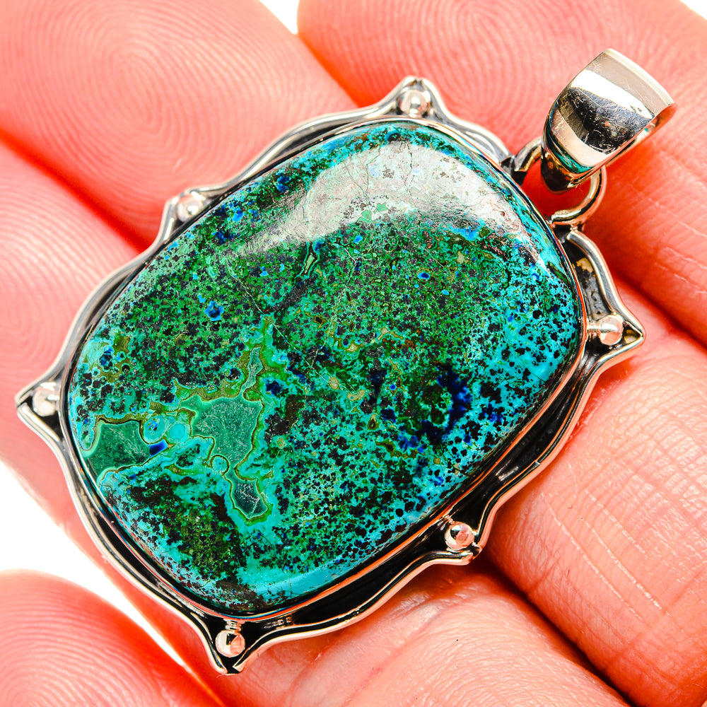 Malachite In Chrysocolla Pendants handcrafted by Ana Silver Co - PD36275