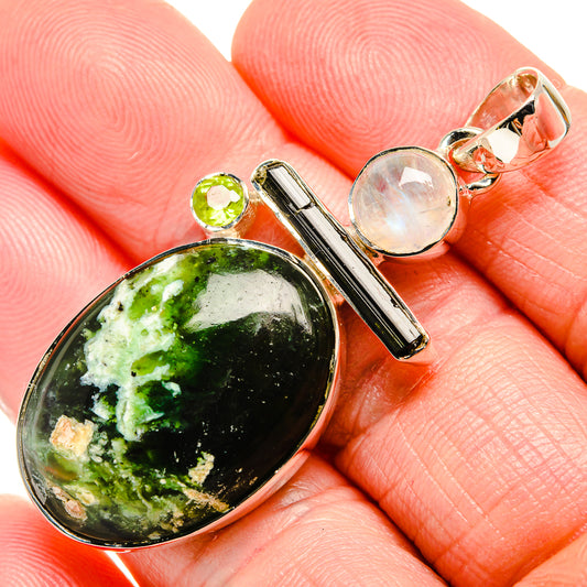 Rainforest Opal, Rainbow Moonstone, Peridot Pendants handcrafted by Ana Silver Co - PD36276