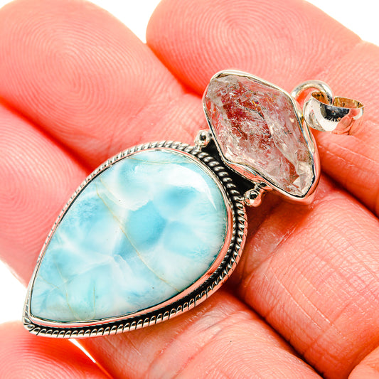 Larimar, Herkimer Diamond Pendants handcrafted by Ana Silver Co - PD36279
