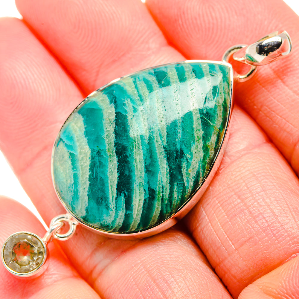 Amazonite, White Quartz Pendants handcrafted by Ana Silver Co - PD36280
