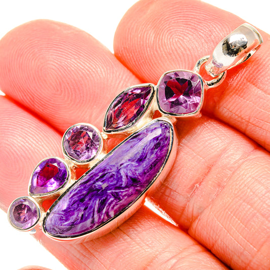 Charoite, Amethyst Pendants handcrafted by Ana Silver Co - PD36383
