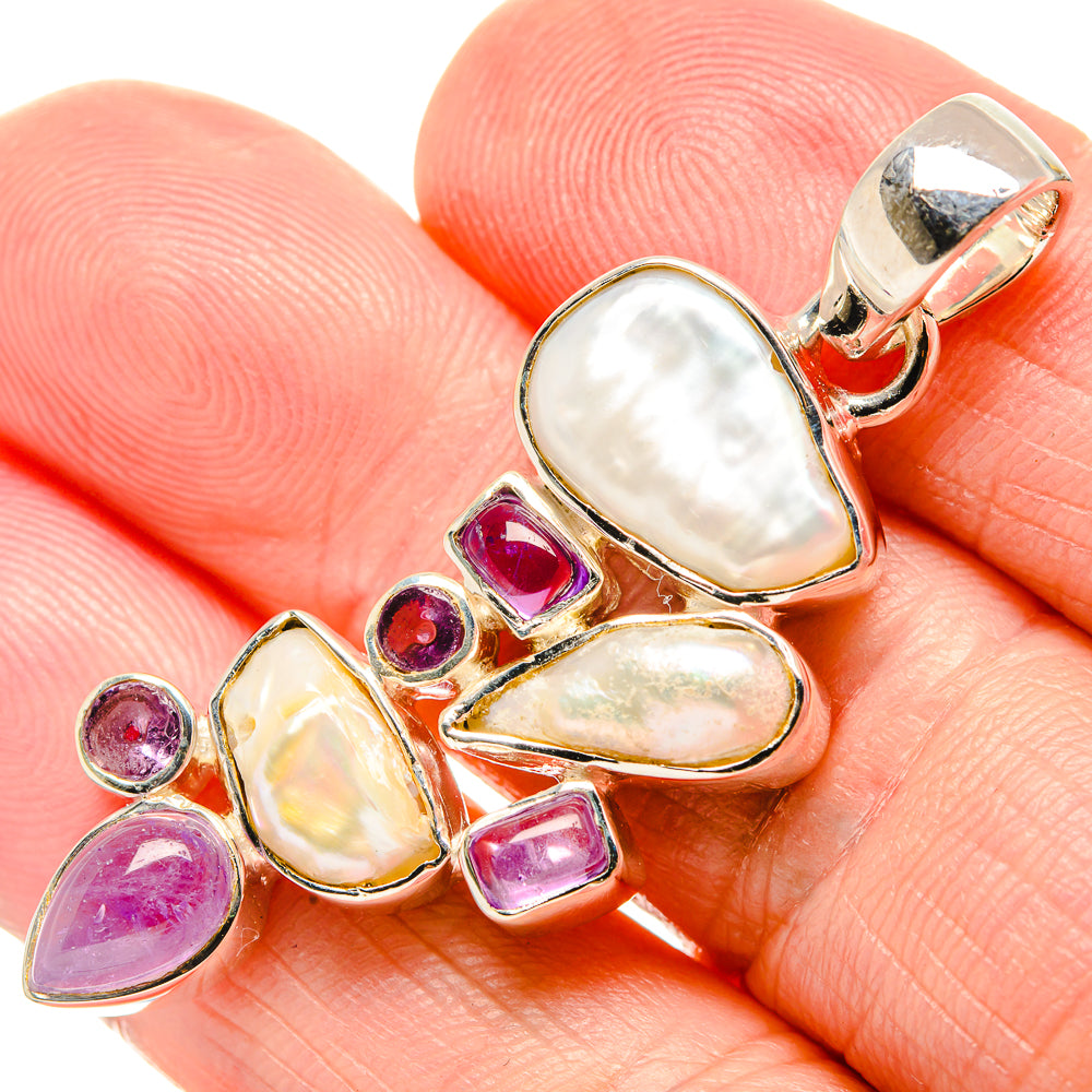 Mother Of Pearl, Amethyst Pendants handcrafted by Ana Silver Co - PD36388