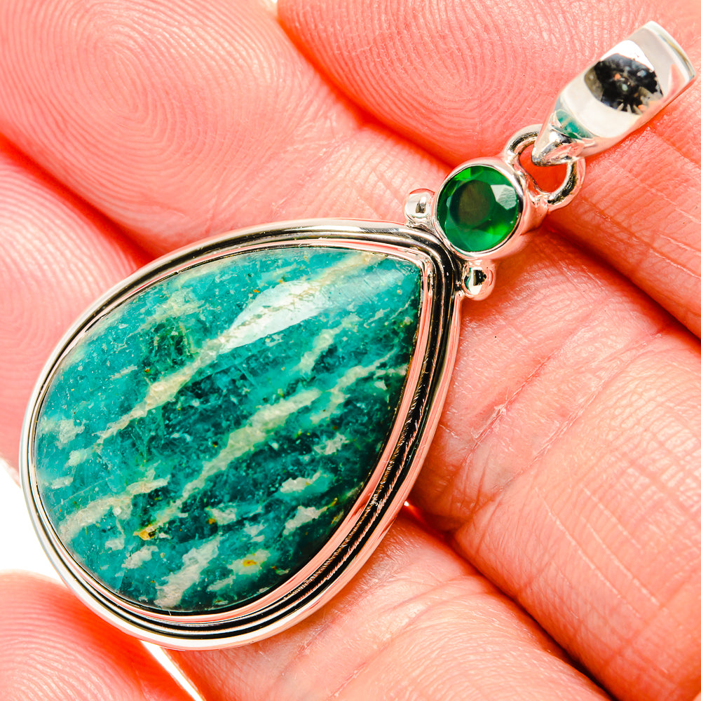 Amazonite, Green Onyx Pendants handcrafted by Ana Silver Co - PD36392