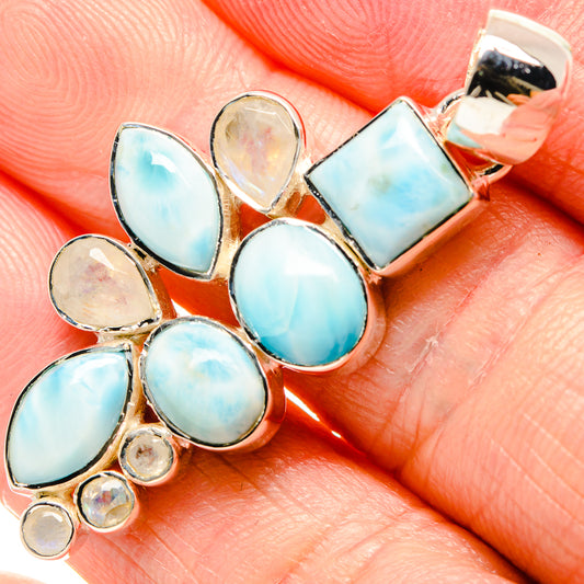 Larimar, Rainbow Moonstone Pendants handcrafted by Ana Silver Co - PD36397