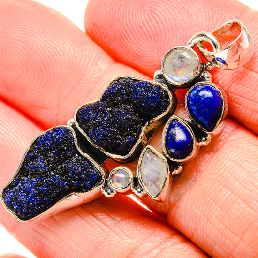 Lapis Lazuli, Rainbow Moonstone Pendants handcrafted by Ana Silver Co - PD36398