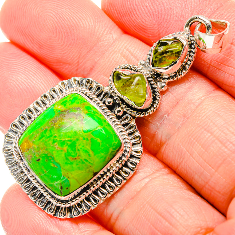 Gaspeite, Peridot Pendants handcrafted by Ana Silver Co - PD36399