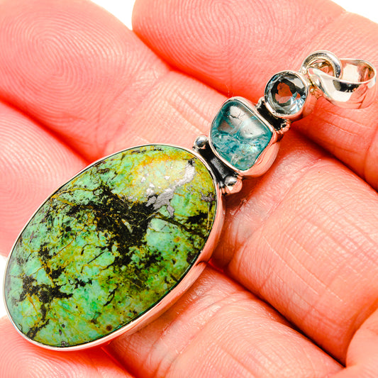 African Turquoise Jasper, Apatite, Blue Topaz Pendants handcrafted by Ana Silver Co - PD36405