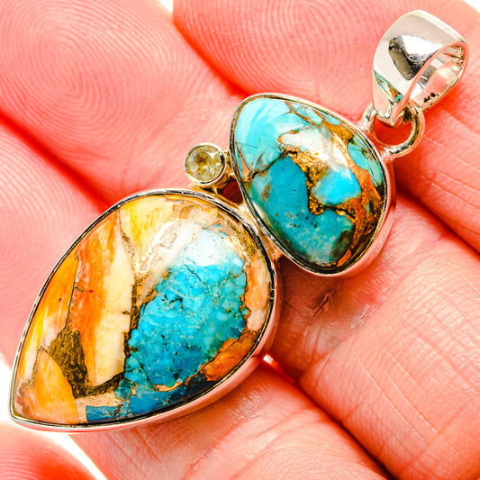 Spiny Oyster Turquoise, White Quartz Pendants handcrafted by Ana Silver Co - PD36407