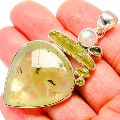 Prehnite, Peridot, Rainbow Moonstone Pendants handcrafted by Ana Silver Co - PD36418