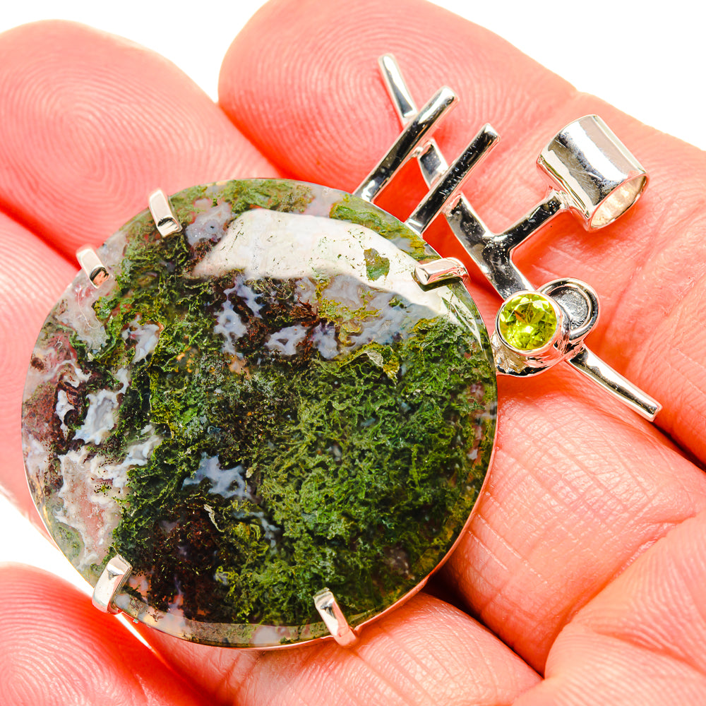 Green Moss Agate, Peridot Pendants handcrafted by Ana Silver Co - PD36420