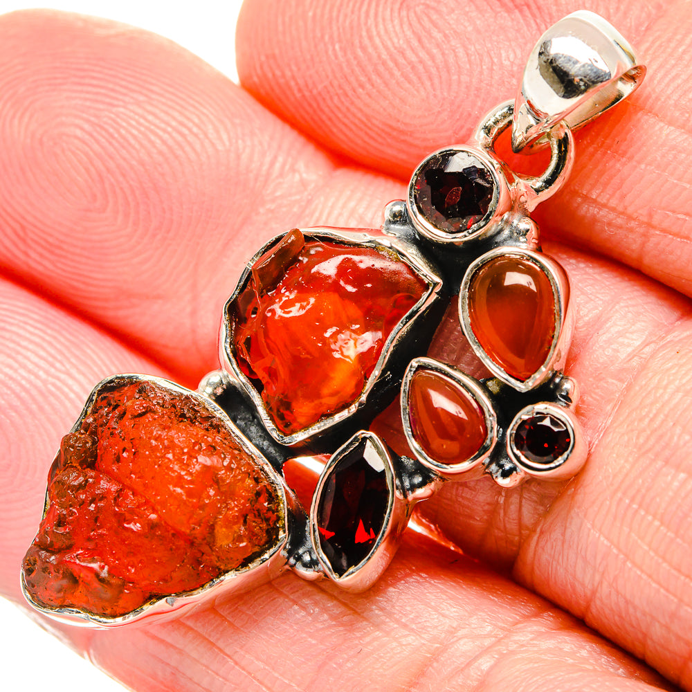 Garnet, Rose Quartz Pendants handcrafted by Ana Silver Co - PD36431
