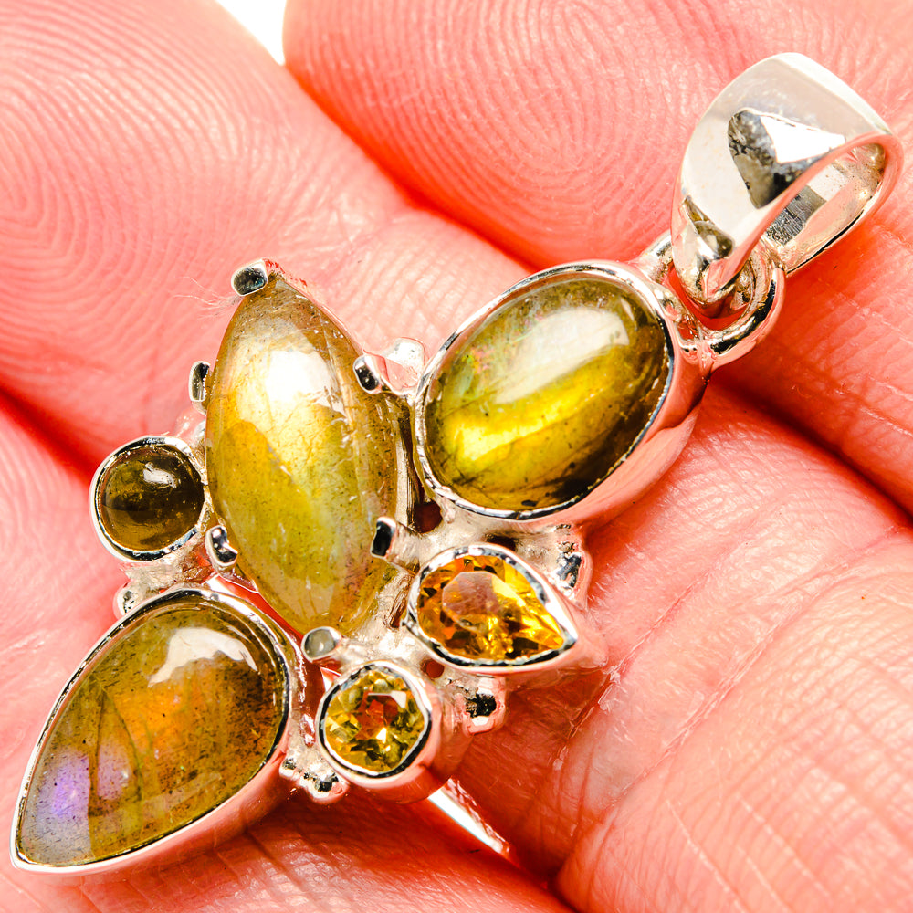Labradorite, Smoky Quartz, Citrine Pendants handcrafted by Ana Silver Co - PD36439