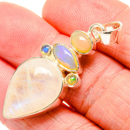 Rainbow Moonstone, Ethiopian Opal Pendants handcrafted by Ana Silver Co - PD36441