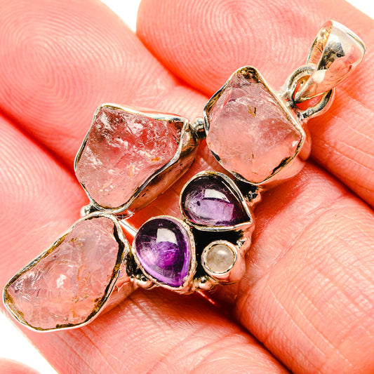 Rose Quartz, Amethyst Pendants handcrafted by Ana Silver Co - PD36444
