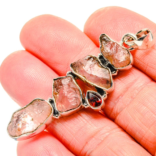 Rose Quartz, Garnet Pendants handcrafted by Ana Silver Co - PD36445
