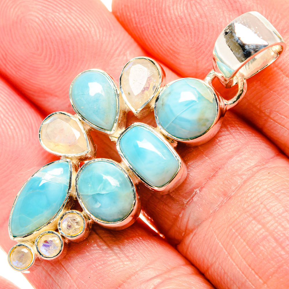 Larimar, Rainbow Moonstone Pendants handcrafted by Ana Silver Co - PD36447