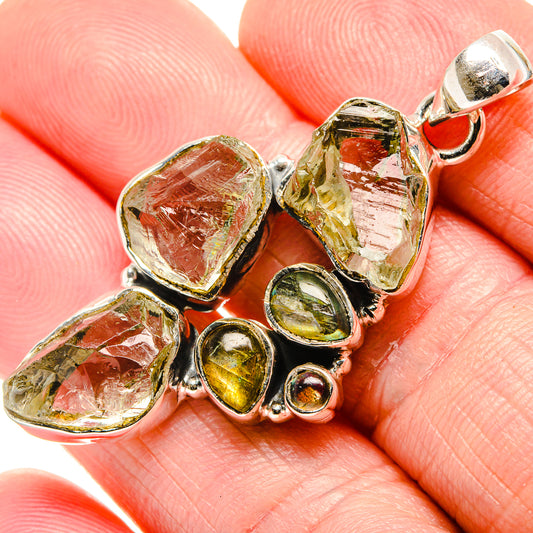 Green Amethyst, Labradorite Pendants handcrafted by Ana Silver Co - PD36449