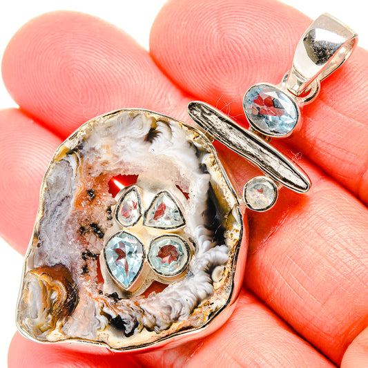 Occo Geode, Blue Topaz Pendants handcrafted by Ana Silver Co - PD36468