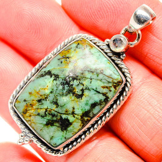 African Turquoise Jasper, White Quartz Pendants handcrafted by Ana Silver Co - PD36473