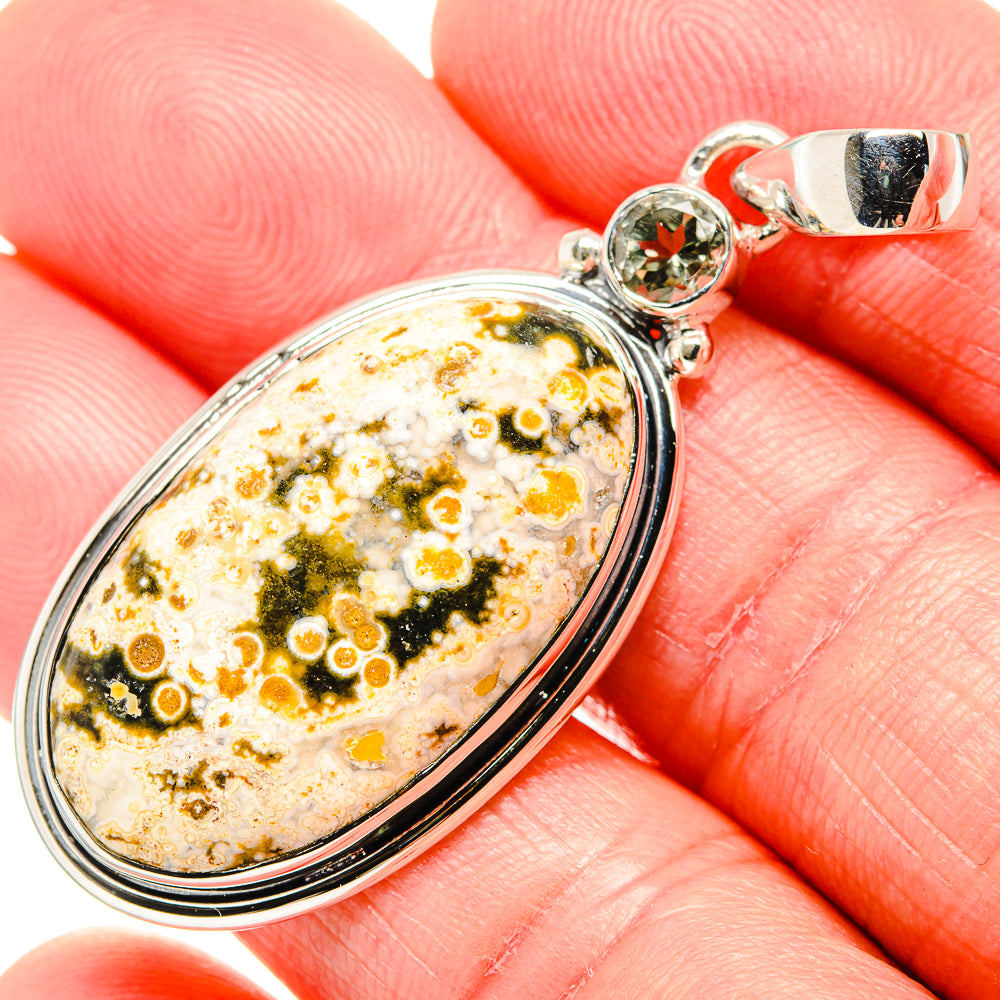 Ocean Jasper, White Quartz Pendants handcrafted by Ana Silver Co - PD36474