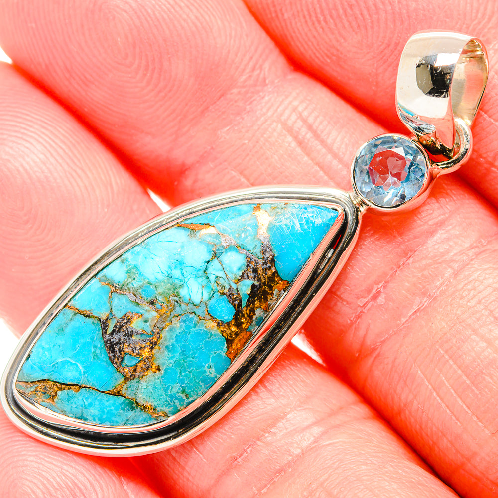 Blue Copper Composite Turquoise Pendants handcrafted by Ana Silver Co - PD36519
