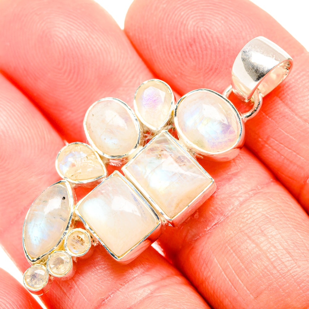 Rainbow Moonstone Pendants handcrafted by Ana Silver Co - PD36549