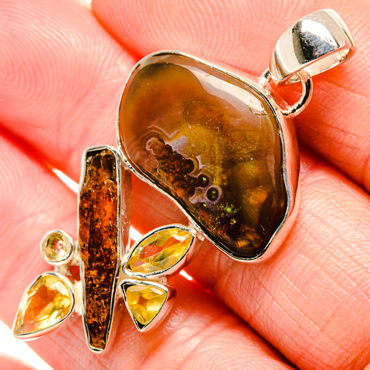 Mexican Fire Agate Pendants handcrafted by Ana Silver Co - PD36572
