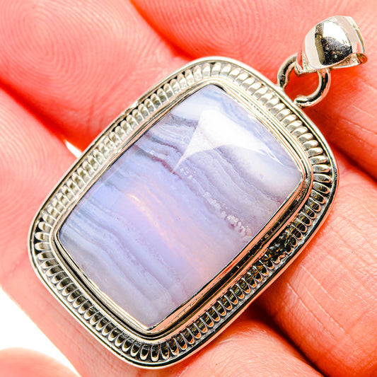 Blue Lace Agate Pendants handcrafted by Ana Silver Co - PD36577