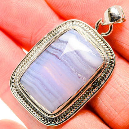Blue Lace Agate Pendants handcrafted by Ana Silver Co - PD36577