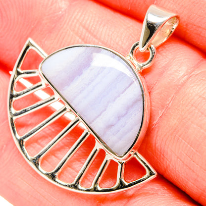 Blue Lace Agate Pendants handcrafted by Ana Silver Co - PD36732