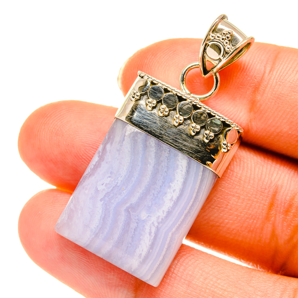 Blue Lace Agate Pendants handcrafted by Ana Silver Co - PD3723