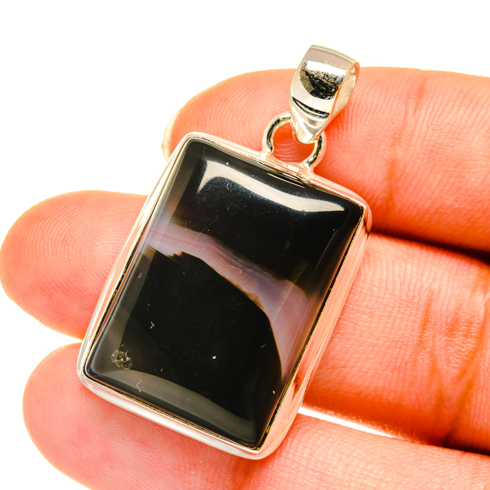 Black Botswana Agate Pendants handcrafted by Ana Silver Co - PD3727