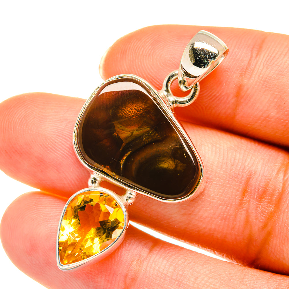 Mexican Fire Agate Pendants handcrafted by Ana Silver Co - PD3761