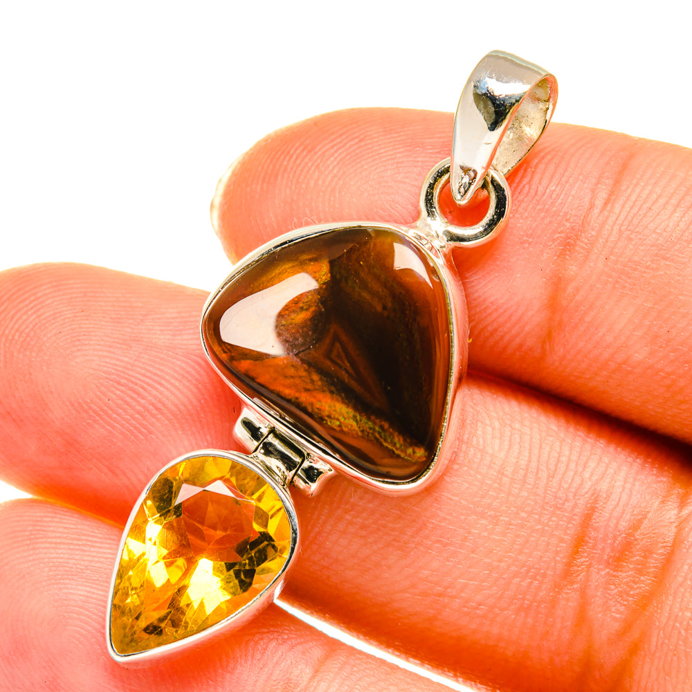 Mexican Fire Agate Pendants handcrafted by Ana Silver Co - PD3762