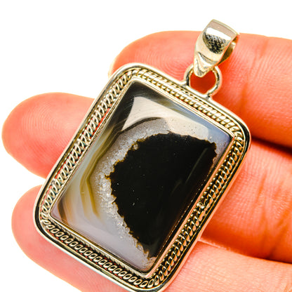 Black Botswana Agate Pendants handcrafted by Ana Silver Co - PD3838