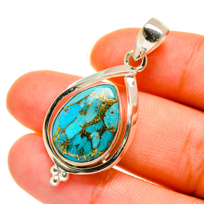 Blue Copper Composite Turquoise Pendants handcrafted by Ana Silver Co - PD3926