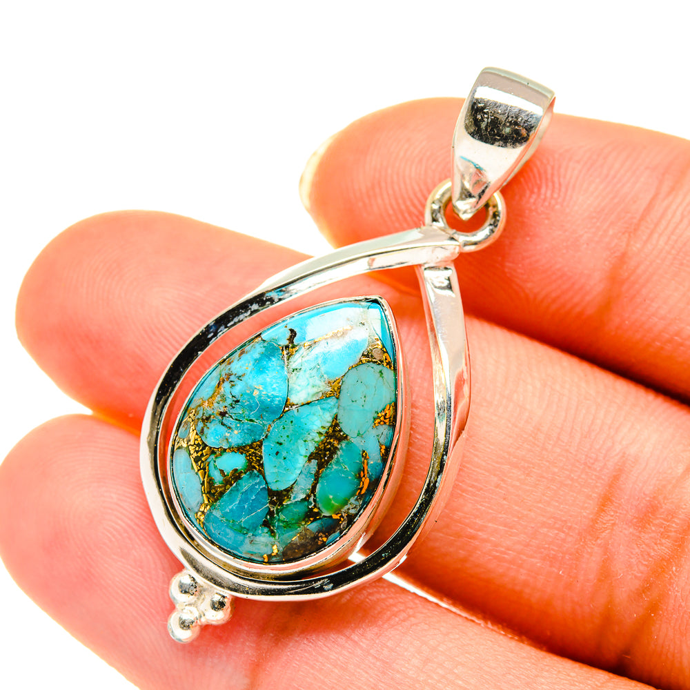 Blue Copper  Composite Turquoise Pendants handcrafted by Ana Silver Co - PD3928