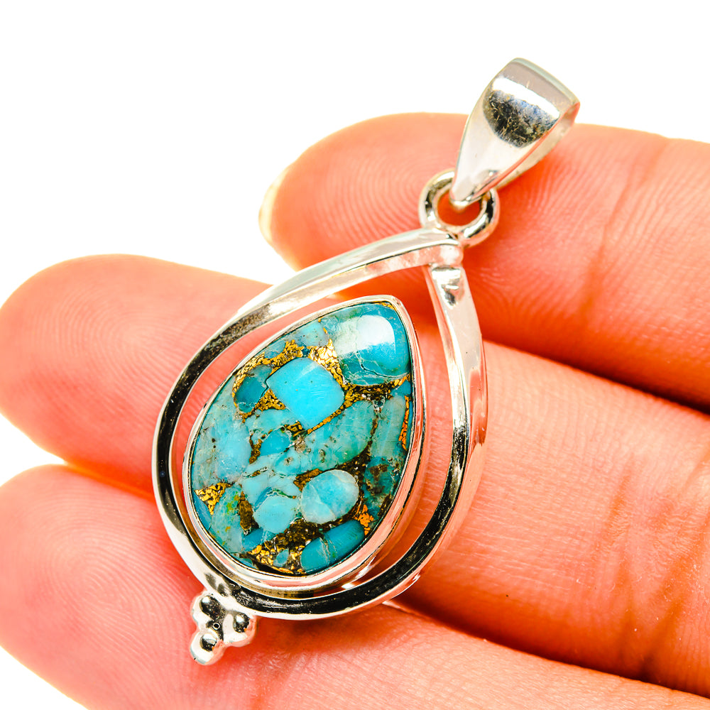 Blue Copper  Composite Turquoise Pendants handcrafted by Ana Silver Co - PD3929
