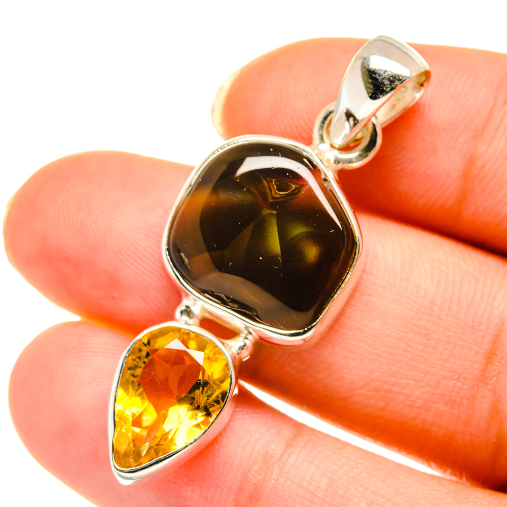 Mexican Fire Agate Pendants handcrafted by Ana Silver Co - PD3963