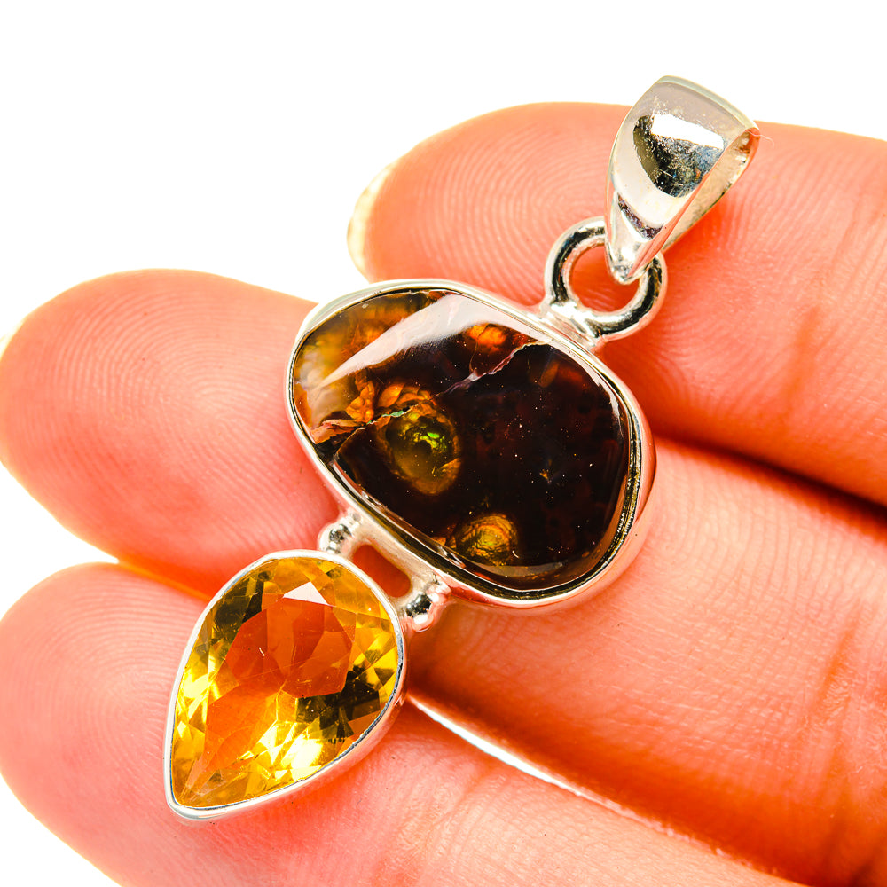 Mexican Fire Agate Pendants handcrafted by Ana Silver Co - PD3965