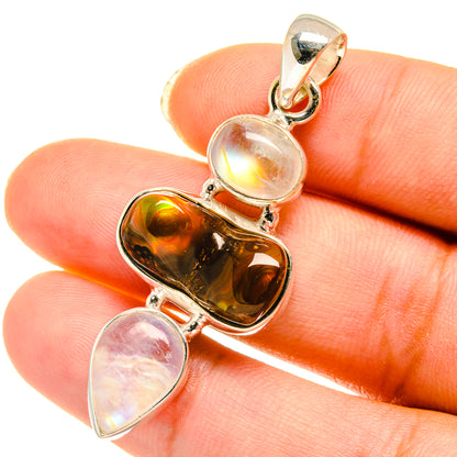 Mexican Fire Agate Pendants handcrafted by Ana Silver Co - PD3968