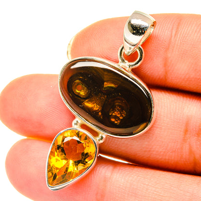 Mexican Fire Agate Pendants handcrafted by Ana Silver Co - PD4024