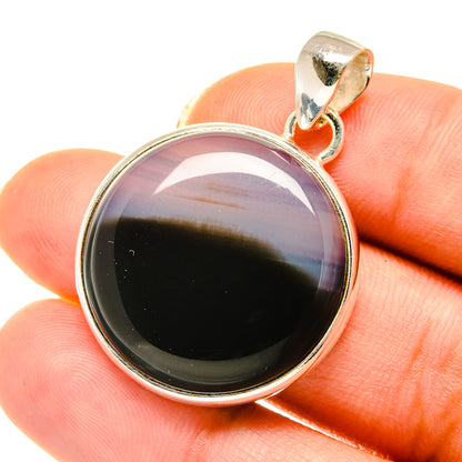 Black Botswana Agate Pendants handcrafted by Ana Silver Co - PD4098